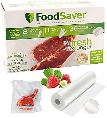 FoodSaver B005SIQKR6 Комбинирана опаковка с вакуум печата специално качество 1-8 4-11 в роли, 1 опаковка (36 предварително нарязани на пакети), Бистра