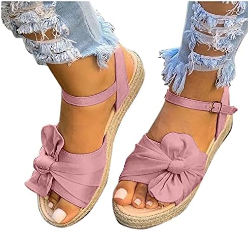 Дамски сандали USYFAKGH, ежедневни летни дамски модни сандали на платформа с лък и катарама във формата на рибено