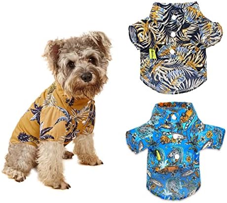 3 Опаковки Хавайски Тениски за кучета, Летни Тениски с копчета, Дишаща Хавайски Дрехи, Готина Тениска за малки