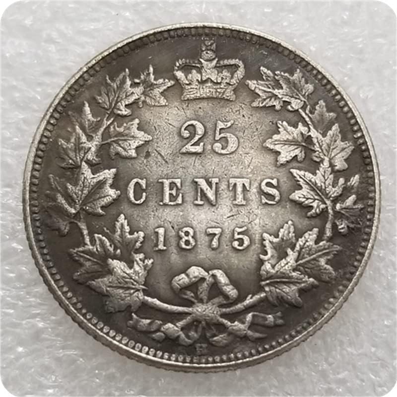 Старинни занаяти Канада 1875, 1880, 1889, 1893 Канада 25 Цента Сребърни Долара