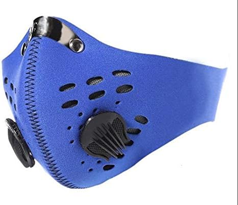 Спортна маска iFightCV от неопрен с Две Въздушни клапи и Сменен филтър (Малък /Среден) (син)