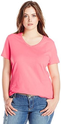 Женска тениска Just My Size, Тениска голям размер с къс ръкав и V-образно деколте, Женска тениска JMS Големи