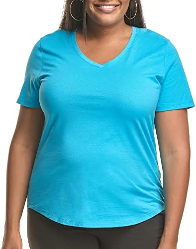 Женска тениска Just My Size, Тениска голям размер с къс ръкав и V-образно деколте, Женска тениска JMS Големи