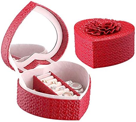 Кутия за съхранение на бижута и козметика Love Heart Shaped Box Red Jewellery Женски Подарочное Колие Earringss Кутия за съхранение на Бижута Титуляр за Обици, Гривни, Пръстени (Цвят: р?