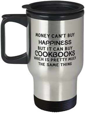 Забавна Чаша за пътуване с Кулинарна книга, Щастието не се купува с пари, Но на Тях Може да се Купи Кулинарни