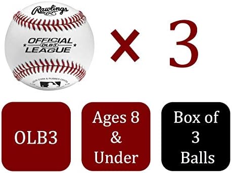 Роулингс | Спортни бейзболни топки Официалната лига за почивка | OLB3 | Младежки / 8U | Брой играчи 3
