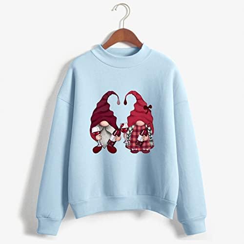 MIASHUI hoody с качулка на Свети Валентин, дамски свободна однотонная hoody с кръгло деколте, пуловер с дълги ръкави Оверсайз за влюбени