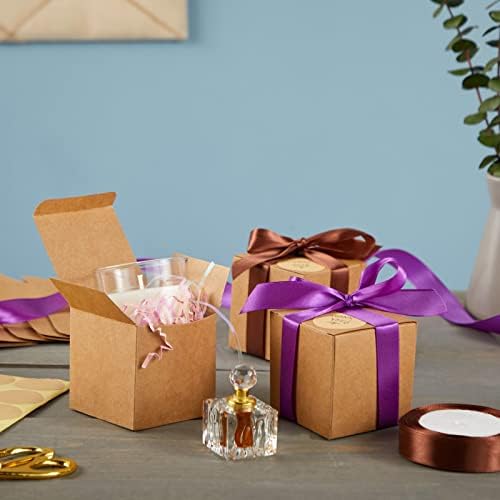 Подаръчни кутии от кафява крафт хартия с размер 50 опаковки, кутии с размери 3x3x3 инча за празнични подаръци