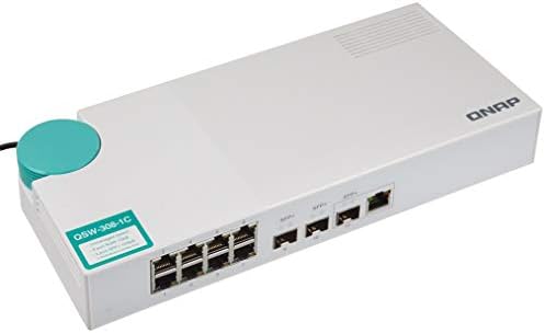 Комутатор QNAP QSW-308-1C 10GbE с 3-пристанищен 10G SFP+ (един разход port 10GbE SFP +/rj-45) и 8-пристанищен