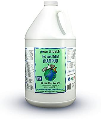 шампоан за домашни любимци earthbath Hot Spot Relief, масло от чаено дърво и Алое Вера, 128 грама – Успокоява