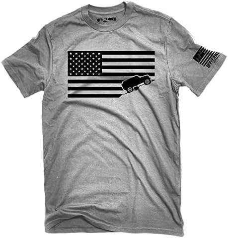 Тениска с американския флаг за офроуд Пепеляво-Сив Made in USA, Идеална за собствениците 4x4