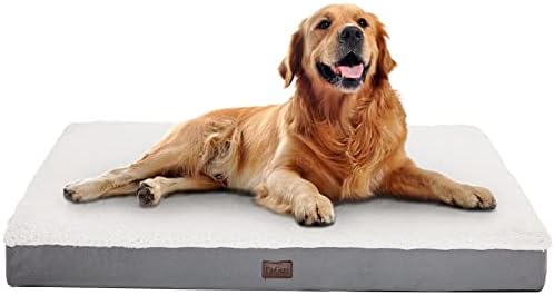 Ортопедична куче на легло OhGeni за големи кучета с плюшени стойка от яйца на пяна, Водонепроницаемое и стираемое