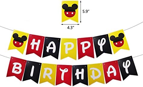 Аксесоари за парти в чест на 1-ви рожден ден на Мики маус, Банер честит рожден Ден Мики Маус, Банер Едно столче