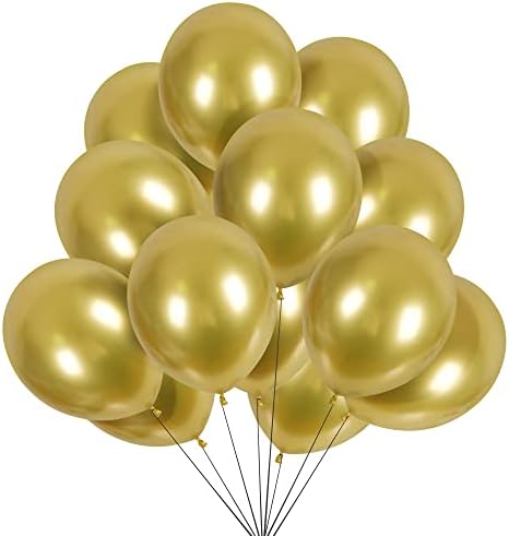 CANREVEL Метални Златни балони - 50шт 12-Инчови Хромирани Златни Латексови балони за Парти по случай Рожден