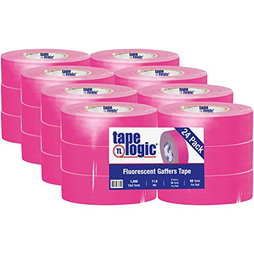 Залепваща лента Лента Logic® Gaffers, 11,0 Mils, 2 x 50 ярда, флуоресцентно розово, 24 бр /кутия за дискове
