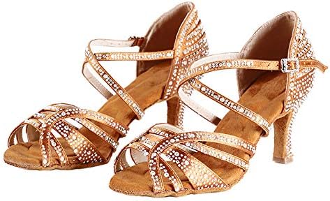 HIPPOSEUS/Дамски обувки за латино танци балната зала с кристали, Модерни Вечерни обувки за Танго и Салса, Ток
