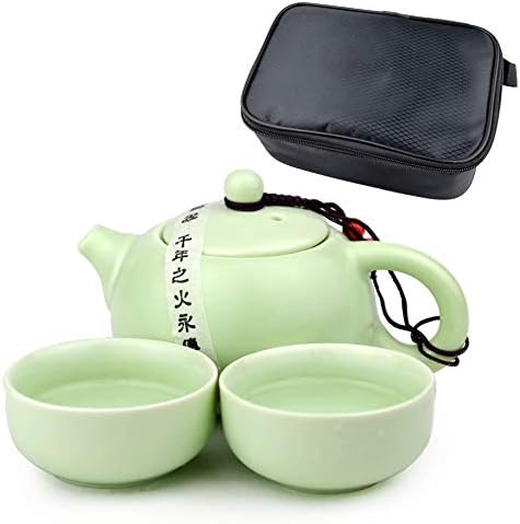 Yxhupot Чайник Пътен Чай Китайски Керамични Бял Син Черен Преносима Опаковка Xishi Pot Чаши (комплект от 1 саксията и 2 чаши в синьо)