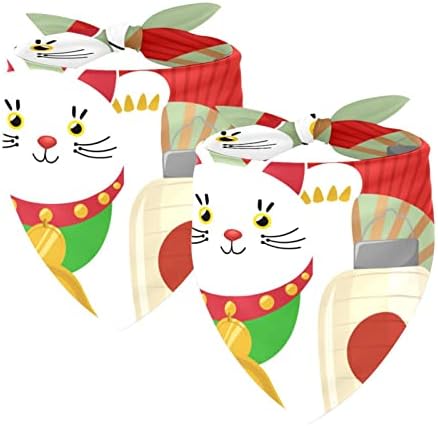 2 Опаковки Japan Лъки Котка Коте Коте Фен Куче Домашни Любимци Шал Триъгълни Престилки Набор от Шалове Костюм