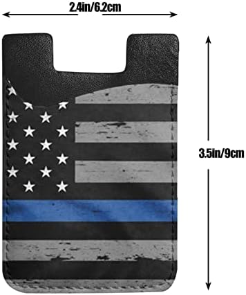 Американската Тънка Синя Линия Флаг Държач За Карти Изкуствена Кожа Кредитна Карта Id Калъф 3 м Лепило Ръкави