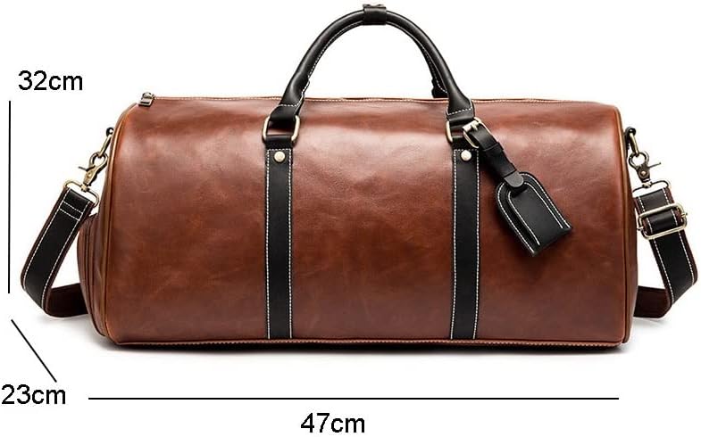EODNSOFN Спортна чанта от изкуствена кожа, Мъжки Кафява чанта за Фитнес, Женствена чанта за съхранение на обувки, Спортна чанта на открито (Цвят: кафяв размер: 47x23x32 см)