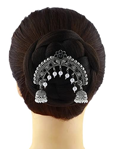 Традиционна дамска Брошка за коса-Черен цвят |Махараштрийская Брошка за коса за сватба|Юдейски Шнола за коса