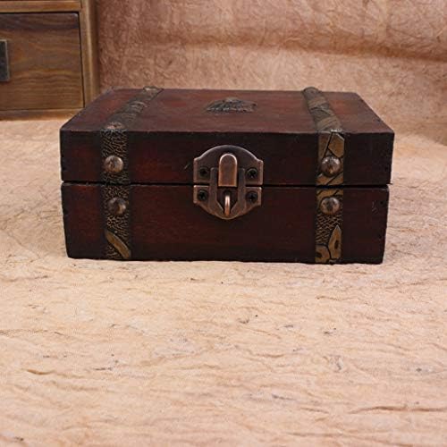 JYDQM Дървен Ретро Заключване Съкровище Кутия За Съхранение на Бижута Калъф Органайзер Пръстен Подарък Сгъваема