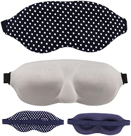 JOYALUO маска за очи за сън от 2 теми за мъже и жени, маска за сън с 3D оформяне на чаша и превръзка на очите,