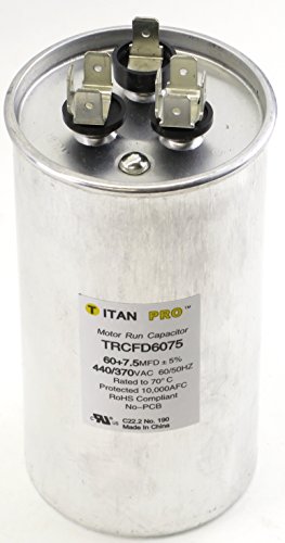 Titan TRCFD6075 Двойна Номинална Кондензатор за стартиране на двигателя през Цялата MFD 60/7,5 Волта 440/370