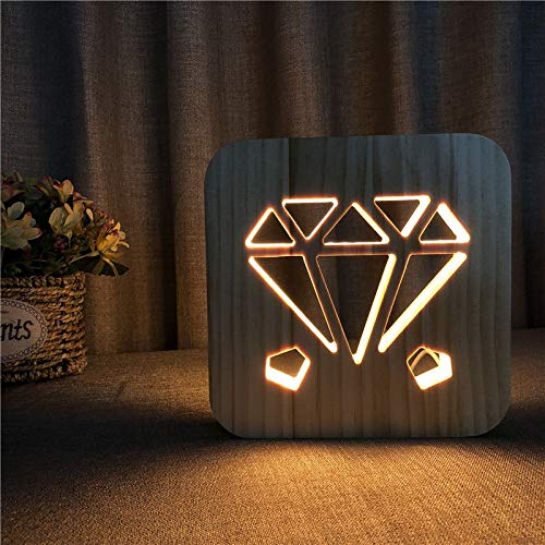 XDG Diamond 3D Дървена лампа LED нощна светлина Украса на Дома Стаите в Творчески Настолни Лампи за Подаръци