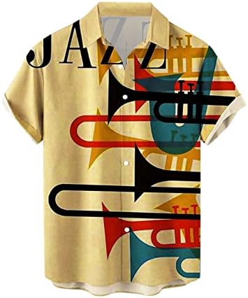 Мъжки Ежедневни Ризи с копчета и Къс ръкав, Лятна Плажна Риза Редовен Намаляване в Ретро стил С Джаз Музика