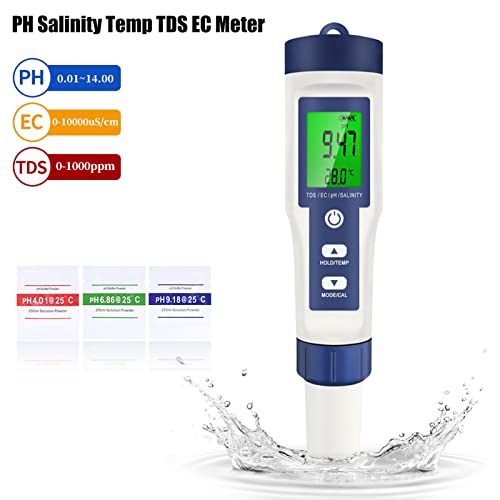 Тестер за Качеството на водата, PH Температура, Соленост TDS ЕО точност ръководят Цифров Датчик за Вода с Кнопочной Батерия за Аквариум