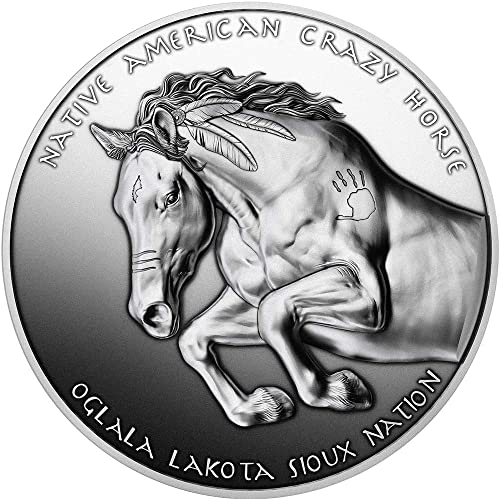 2023 DE Вождът на индианците PowerCoin Crazy Horse Полирана Сребърна монета с тегло 1 унция от 1 долар на Нацията