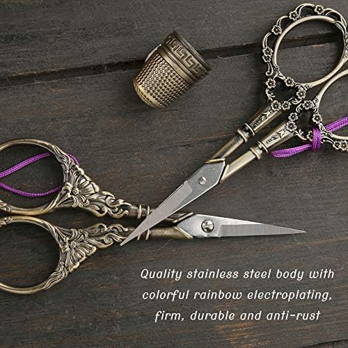 Комплект ножици за бродиране от 2 двойки, Шевни Ножици от Неръждаема Стомана, Реколта Ножици Европейски Дизайн