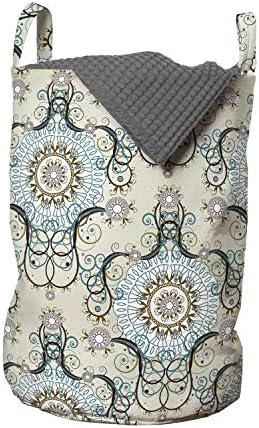 Викторианската чанта за дрехи Ambesonne, Цветен Старомодна Свитък с елементи от рококо, Кралско Възраждане,