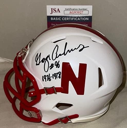 Джордж Андрюс, подписано мини-каска Nebraska Cornhuskers Speed с автограф от JSA - Мини-каски NFL с автограф