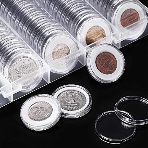 100 Опаковки Капсули за събиране на монети с футляром за съхранение и пенопластовыми подложки За монети с диаметър