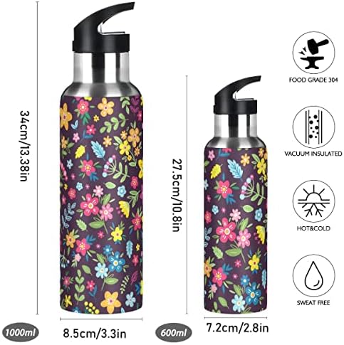 Бутилка за вода Glaphy Сладко Flowers със Сламен капак, не съдържа BPA, 32 грама, Изолирани Бутилка за Вода