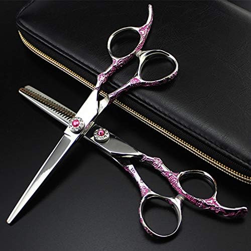Ножица за подстригване на коса, 6-инчов Професионален Японски ножици от стомана 440c с розова дръжка с изображение