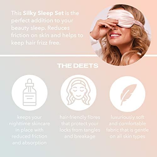 Комплект за сън SACHEU Silky - сатен, Комплект покрива възглавница от веганского коприна с 3 гуми и маска
