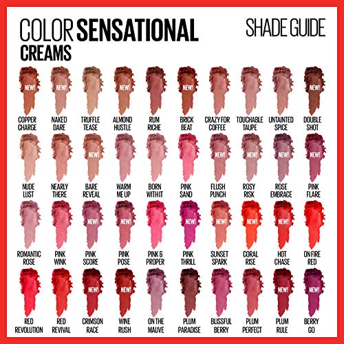 Червило Maybelline Color Sensational, За грим за устни, Крем покритие, Хидратиращи червила, телесен цвят, Розово,