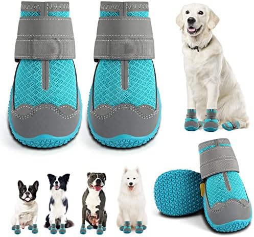 Jzxoiva/ Обувки за по-големи кучета, Дишащи Обувки за кучета за Паркет, Уличен Протектор за лапа със Светлоотразителни