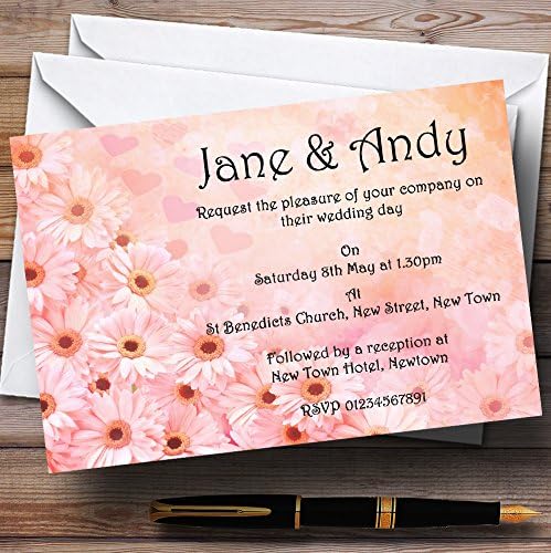 Пощенска Картичка Зоопарк Розови Цветя Сърца Персонални Покани За Сватба