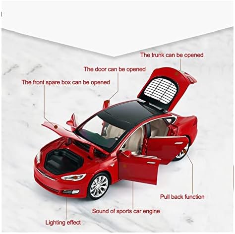 Мащабна модел на превозното средство за Tesla Model S Модел на колата от сплав, Монолитен под налягане, Метални