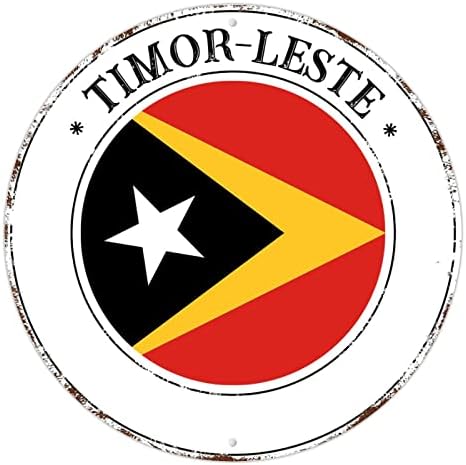 Източен Тимор Алуминий Метален Венец Знак Национален Флаг Тимор Тимор Кръгла Лидице Знак Външен Декор Изтъркан