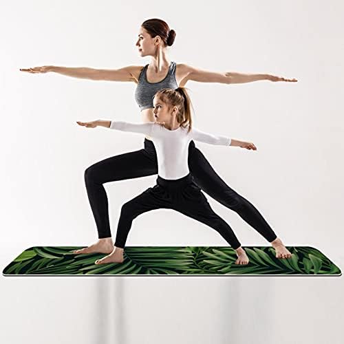 Килимче за Йога с Тъмно-Зелен Дизайн Тропически Листа, Екологично Чист Нескользящий Подложка за фитнес-упражнения