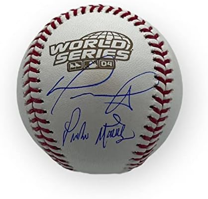 Дейвид Ортиз и Педро Мартинес Подписа Автографи 04 World Series Baseball JSA - Бейзболни топки с Автографи