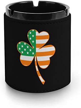 Ирландски Американски Флаг с Детелина Кожена Пепелник Титуляр за Цигарения Пепел Чаша за Кола Домашния Офис,