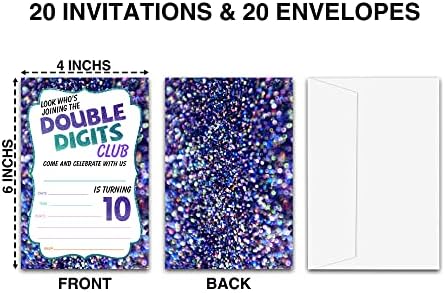 Покани 10-ия рожден ден от LeFohLon, 20 Опаковки на Двустранните Двуцифрен Безплатни Картички на клубната парти