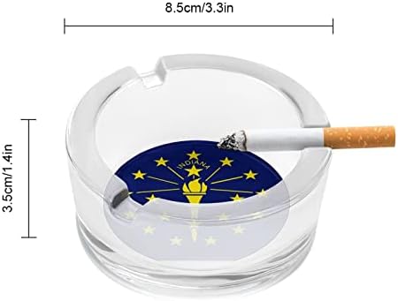 Флаг на щата Индиана Карта Стъклен Пепелник За Цигари, Пури, Пепелник Кръгъл, Държач За Вътрешно Външно