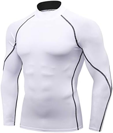 XZHDD Компресия Тениски за мъже, с дълъг ръкав, с имитация на врата, Спортни Тренировочная Риза, за активни